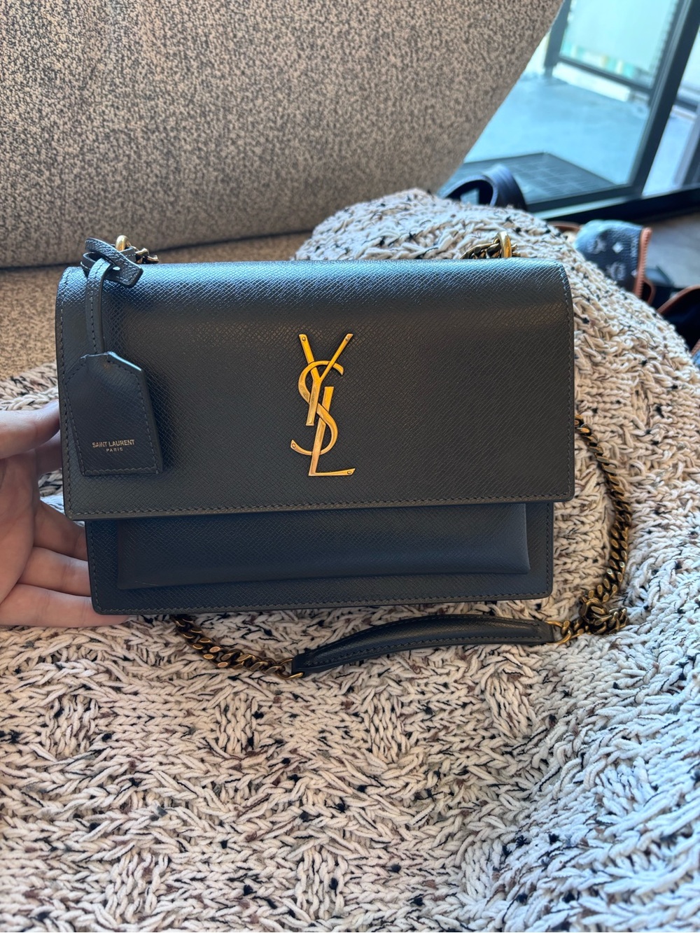 YSL MEDIUM SUNSET IN STORM GREY